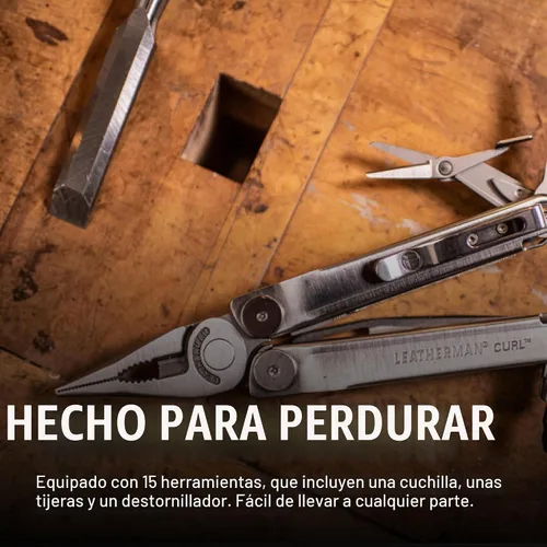Vista 5 de LEATHERMAN, Multiherramienta Curl, herramienta diaria de acero inoxidable, con funda de nailon