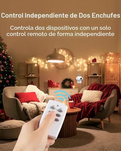 Vista 7 de HBN - Enchufe con control remoto inalámbrico con 2 controles de interruptor individuales, enchufes de diseño compacto hasta 100 pies de alcance
