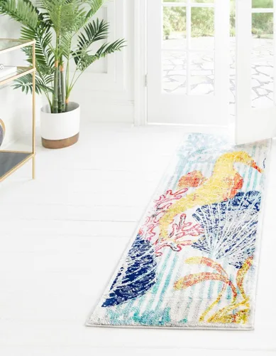 Vista 9 de Unique Loom Ariel Collection - Alfombra de área con caballito de mar (2 pies x 3 pies 1 pulgada, rectangular, multicolor, marfil)