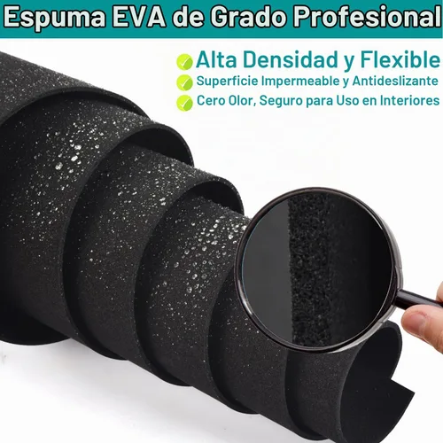 Vista 3 de Rollo de Espuma EVA - Hojas de Espuma EVA para Manualidades, Vestuario de Cosplay, Proyectos DIY - 2mm de Grosor, 51"x13.8" Negro