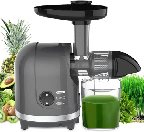 Vista 11 de Exprimidor de prensa en frío para naranja de apio, zanahoria, frutas y verduras, 250 W, máquina exprimidora lenta sin BPA, función inversa, fácil