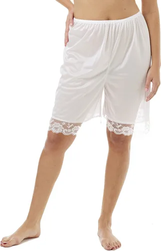 Vista 4 de Underworks USA Pettipants Nylon Culotte Slip Bloomers Falda dividida 9 pulgadas Entrepierna - 8481 Beige