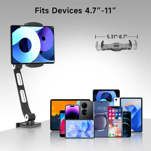 Vista 3 de suptek Soporte de escritorio de aleación de aluminio para teléfono celular, soporte para tableta de 360° y soportes ajustables para iPad, iPhone
