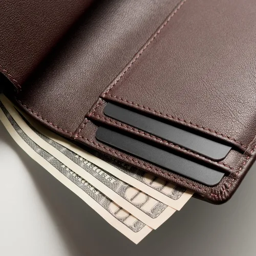 Vista 5 de Revelot Cartera tarjetero cuero genuino con bloqueo RFID W1, Marrón Nappa, Moderno