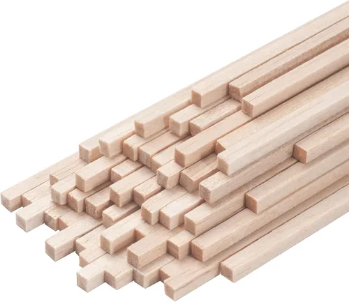 Vista 11 de Palitos de madera de balsa, tiras de madera de balsa, 20 varillas cuadradas de madera de 1/2 x 12 pulgadas para manualidades, palos de madera sin