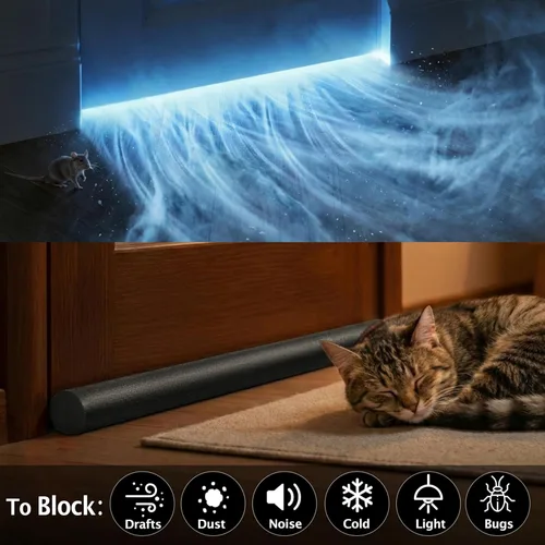 Vista 3 de MAXTID Tope de Aire para Puerta de 32 Pulgadas, Negro - Bloqueador de Viento para Puertas de Dormitorio y Apartamentos Pequeños Puertas