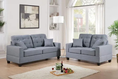 Vista 2 de Poundex F7858 Bobkona Aria, juego de sillón de 2 dos cuerpos, color gris