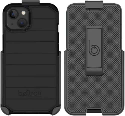 Vista 4 de BELTRON Funda con clip para cinturón para iPhone 14, iPhone 13, funda híbrida delgada de protección completa y funda de clip de cinturón giratoria