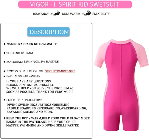 Vista 4 de karrack Traje de baño de una pieza para niñas y niños con protección solar UPF 50+
