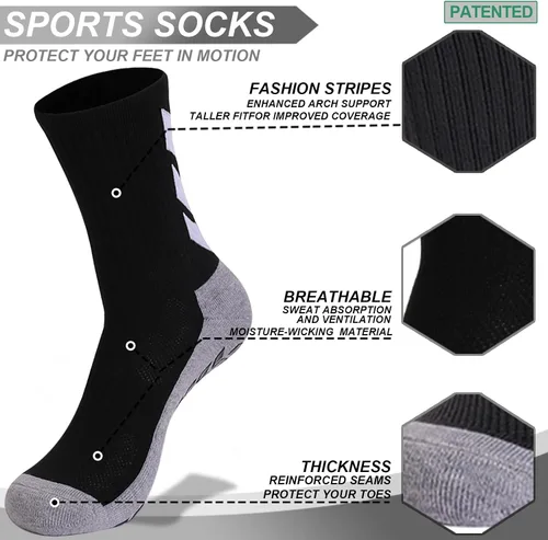 Vista 3 de MENDENG Calcetines antideslizantes de fútbol para hombre, calcetines de hospital antideslizantes para entrenamiento, calcetines atléticos