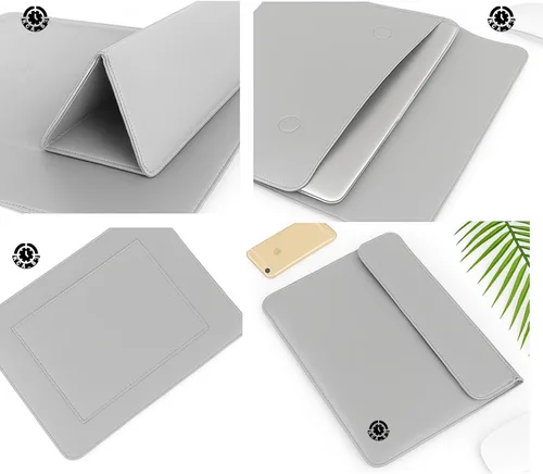 Vista 5 de Funda plateada 3 en 1 para laptop de 14 a 15.6 pulgadas solamente, MacBook Air Pro 15 Surface Dell XPS HP Spectre cierre magnético, alfombrilla