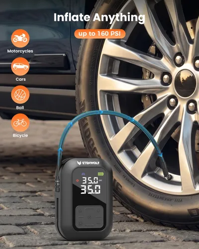 Vista 3 de ETENWOLF Arrancador de batería de coche 2000A con compresor de aire 160PSI Negro
