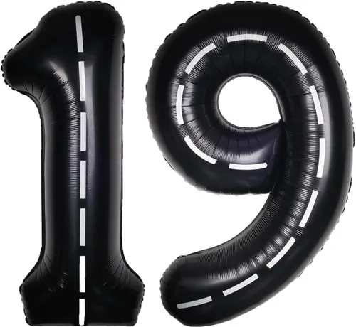 Vista 37 de Coche de carreras de 40 pulgadas, color negro, número 0, gran pista de carreras de helio, 0-9, gigante, digital, 0º papel de aluminio de Mylar