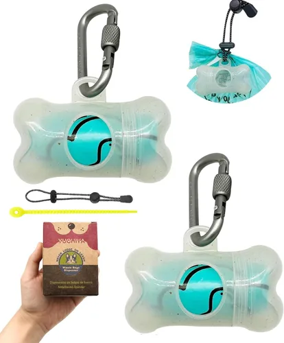 Vista 24 de Dispensador de bolsas de recogida de caca de perro con 1 rollo de color aleatorio, bolsas de residuos para perros a prueba de fugas y perfumadas