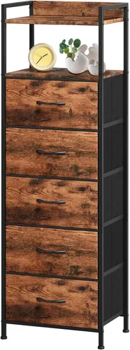 Vista 12 de Somdot - Mesita de noche con 3 cajones, cómoda con contenedores de tela para dormitorio, pasillo, entrada, mueble de mesa auxiliar junto a la cama.