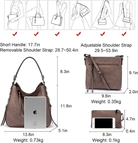 Vista 4 de Realer Hobo Handbags Bags Purses for Women Leather Purses and Handbags Pocketbooks Large Crossbody Shoulder Tote Bags