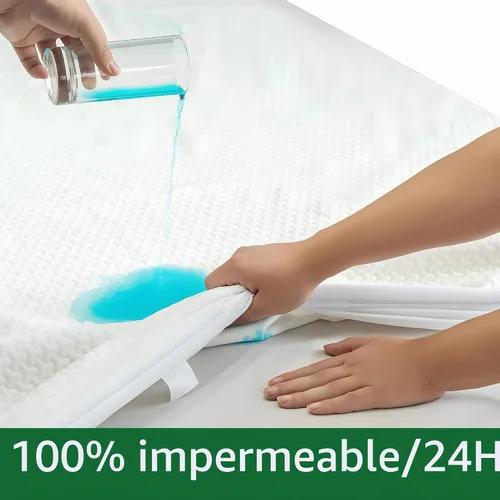 Vista 2 de Protector de colchón impermeable tamaño King, protector de colchón de aire 3D transpirable y refrescante tamaño King, sábana ajustada con bolsillo