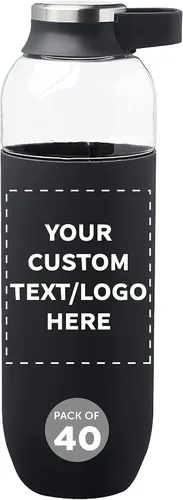 Vista 11 de DISCOUNT PROMOS Custom Strike - Botellas de agua de plástico con asa de transporte de 27 onzas, juego de 10, paquete personalizado a granel