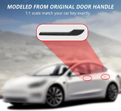 Vista 6 de T-carbon Funda para manija de puerta compatible con Tesla de fibra de carbono real, compatible con Tesla Modelo 3 Modelo Y 2017-2023, accesorios