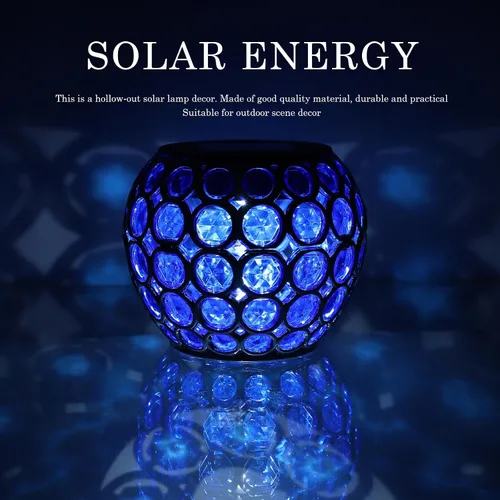 Vista 7 de Lámpara colgante solar al aire libre Luces solares huecas Jardín Patio Patio Decoración del hogar Energía solar Lámpara colgante decorativa