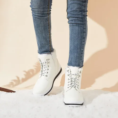 Vista 6 de BABUDOG Botines impermeables para mujer para exteriores (suela antideslizante), botas de combate de moda con cremallera lateral, botas de nieve