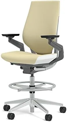 Vista 9 de Steelcase Gesture 442 - Taburete de tela berenjena, respaldo envuelto, marco ligero