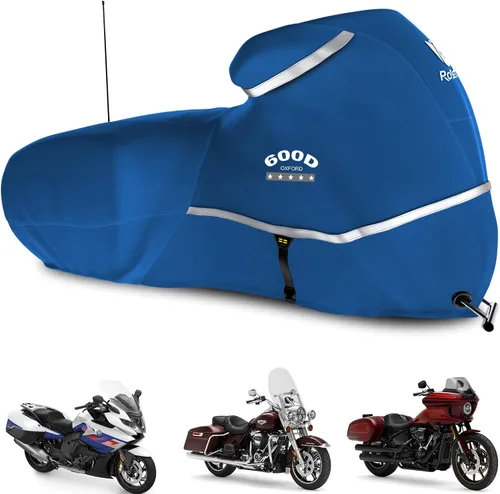 Vista 8 de Funda para motocicleta 600D resistente para todas las estaciones, universal, impermeable, protección solar al aire libre, duradera, reflectante Negro