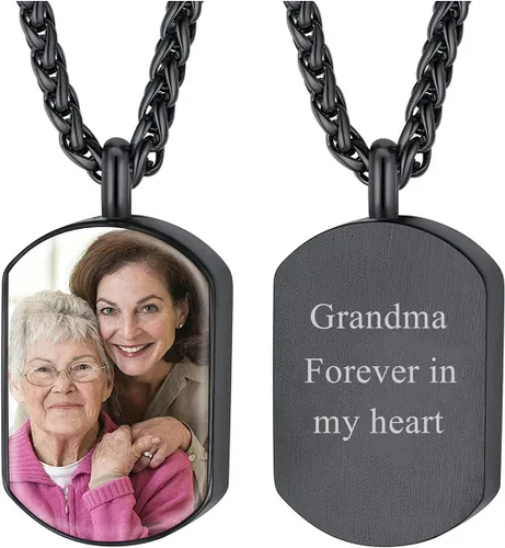 Vista 97 de FindChic Collares personalizados con urna para cenizas, barra vertical, gato, luna, reloj de arena, garra de perro, acero inoxidable, chapado en oro
