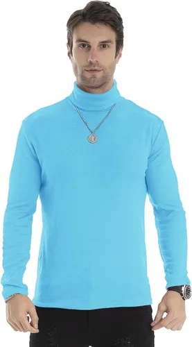 Vista 125 de Camiseta de manga larga para hombre, ajustada, ligera, con cuello de tortuga
