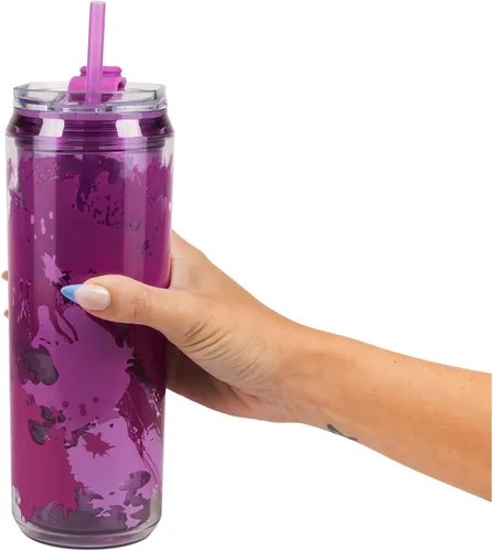 Vista 6 de COOL GEAR Paquete de 3 vasos modernos de 22 onzas con popote reutilizable, apto para lavavajillas, apto para vasos, a prueba de derrames, vaso