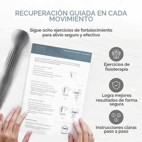 Vista 8 de PT Pro Entrenador de codo de tenis para terapia física, agarre texturizado