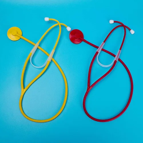 Vista 9 de Estetoscopio de juguete médico ligero portátil DIY juego médico para fiesta, escuela, niños, escenario de actuación (color al azar)