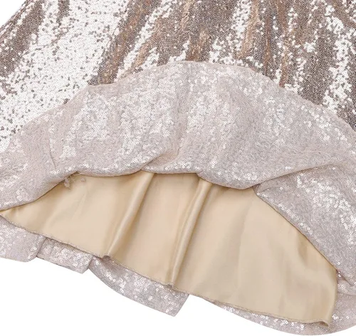 Vista 6 de Vestido de dama de honor con lentejuelas de manga corta para mujer
