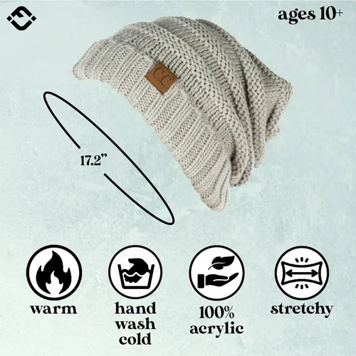 Vista 169 de Funky Junque Gorro de moda de punto trenzado de talla extragrande, grueso, abrigado, suave y holgado