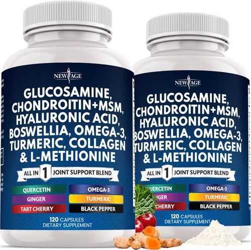 Vista 9 de Condroitina de glucosamina, MSM, curcumina de cúrcuma, colágeno, ácido hialurónico, Omega 3 – Suplemento de salud articular para hombres y mujeres