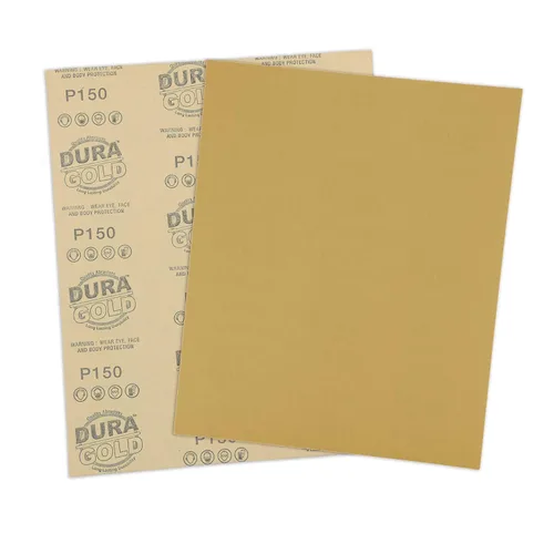 Vista 3 de Dura-Gold Hojas de papel de lija de oro de 9 "x 11", granos 80, 120, 150