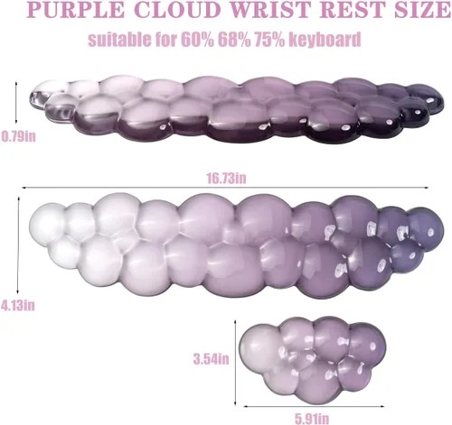 Vista 2 de Set de reposamuñecas ergonómico de gel de silicona para teclado y ratón Cloud – Reposamuñecas transparentes para teclado de computadora 60%/68%/75%