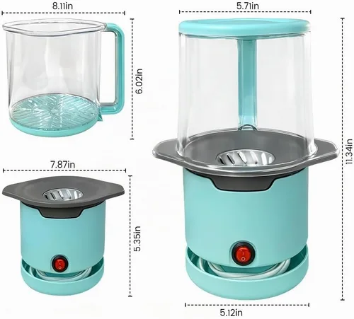 Vista 2 de Máquina para hacer palomitas de maíz de aire caliente rápida y fácil con cuenco para servir integrado, 2 cuartos de galón, certificado Etl, sin
