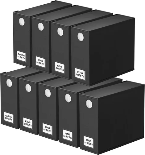 Vista 14 de SpaceAid Paquete de 6 Organizadores y Almacenamiento de Sábanas de Cama, Organizador de Sábanas Plegable con Ventana para Armario de Ropa Blanca