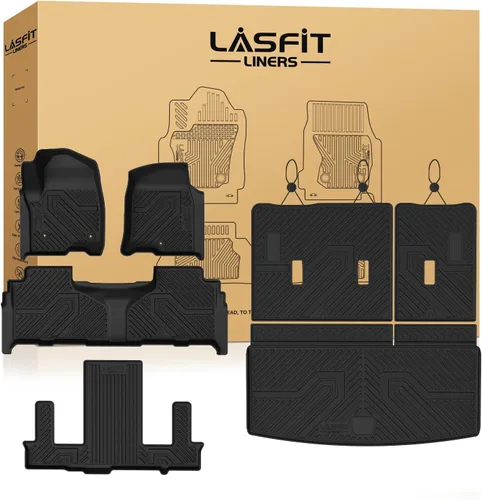 Vista 46 de LASFIT - Tapetes de suelo y maletero de auto, ajuste personalizado, de TPE, para todo tipo de clima, impermeable, juego completo, negros