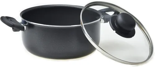 Vista 3 de RAVELLI Italia Linea 30 - Horno holandés antiadherente con tapa de vidrio (5 cuartos de galón)