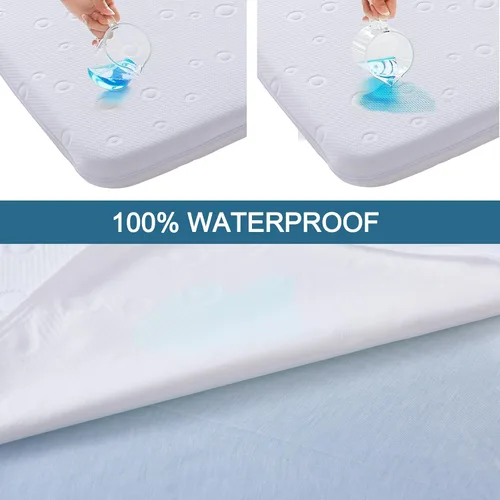 Vista 8 de Colchón de moisés para bebé, 24" x 20.8" x 2" colchón de espuma viscoelástica de gel de doble cara con funda suave transpirable extraíble que se