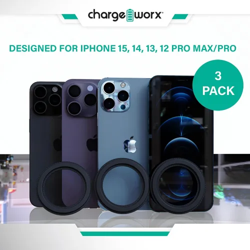 Vista 3 de CHARGEWORX Paquete de 3 soportes magnéticos para pared, compatibles con MagSafe, soportes adhesivos para teléfono, para ducha, baño, cocina, espejo