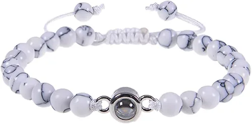 Vista 7 de Lam Hub Fong Pulseras personalizadas con imagen en el interior para hombres, regalos de Navidad, pulsera de cuentas con foto para hombres, regalos