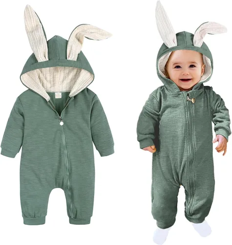 Vista 8 de AGQT Baby Bunny Costume Infant Girl Boy Easter Halloween Outfit Size 0-24M 7108a# Blanco -1pcs