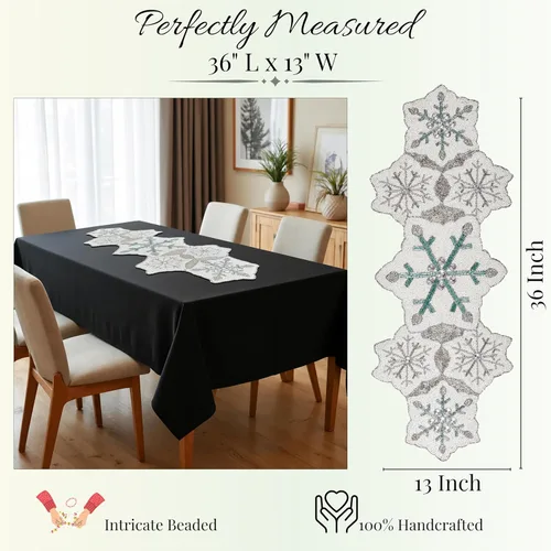 Vista 4 de Camino de mesa con cuentas de 36 pulgadas de diseño elegante infinito - Decoración de mesa para bodas, fiestas, días festivos, regalos y uso diario