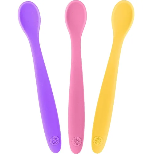 Vista 14 de WeeSprout Cucharas de silicona para bebé, utensilios de alimentación infantil de primera etapa con punta suave, utensilios de cocina flexibles