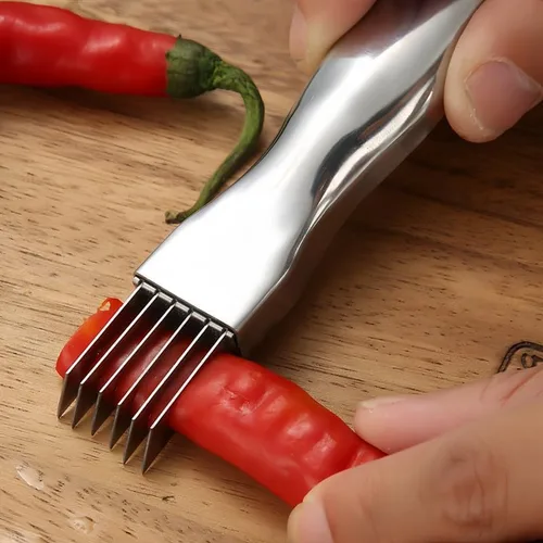 Vista 5 de 2024 Nuevo Cuchillo de Seda para Rallar, Cuchillo de Cebolla Verde Cortada de Acero Inoxidable, Cortador de Vegetales de Cocina, Cortador de Cebolla