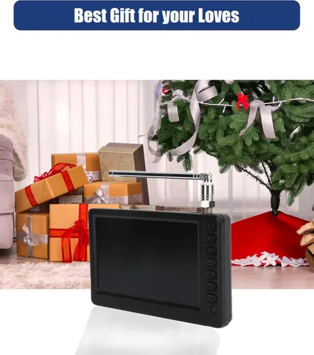 Vista 5 de Zyyini TV portátil de 5 pulgadas, 1080P con antena, batería recargable, USB y tarjeta TF Play, para viajes, camping, personas mayores, niños