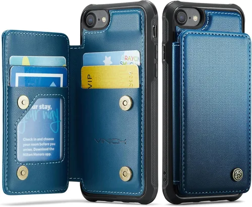 Vista 105 de Vinich for iPhone XR Wallet Case with Card Holder, Black RFID Blocking Credit Slots, Kickstand, Shockproof Flip Phone Cover, PU Leather, Double